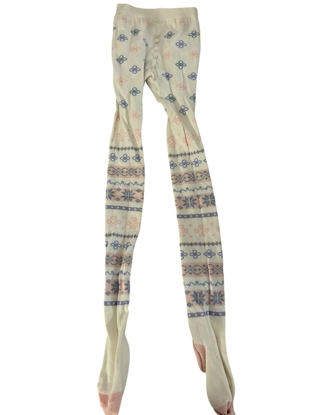 hanna stripe blue pink white tights size 6-8